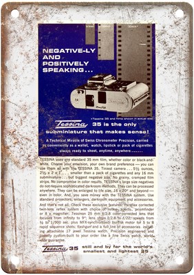 1965 Tessina Vintage Film Camera Advertisement Retro Look Metal Sign C1746
