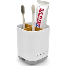 Toothbrush Holder with Bamboo Divider, Detachable for Easy Cleaning, 3-Slot