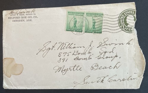 Carta intestata PHILLIPS 66 Belford & Roe Oil Co. Imboden Ark WW 2 575 BOMB SQUADRON - Foto 3 di 4