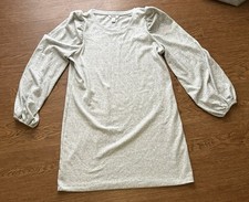 Nine West Gray Sweater Dress Puff Balloon Sleeve Soft Knit Casual Size L