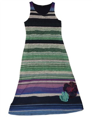 Desigual Damen Maxikleid ärmellos UK 18 XL bunt geblümt CF23