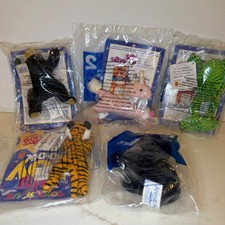 Toy R Us 2001 McDonalds Animal Alley Plush Lot 5 Sealed Tiger Frog Bea vintage