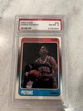 1988 Fleer #43 Dennis Rodman RC Rookie Card PSA 8 Near Mint-Mint (Pistons). rookie card picture