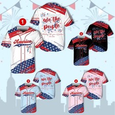 We The People Patriotic Coquette Bow America 4th Of July Baseball Jersey Shirt