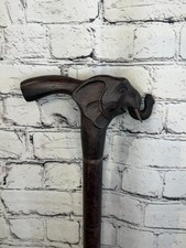 Bastón tribal africano cabeza de elefante 90 cm tallado a mano madera oscura