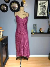 90s Y2K Monsoon Magenta  Bias Cut Slip Dress UK 12/14  (US  10)