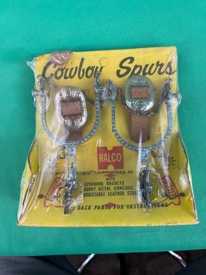 Vintage Halco Toy Cowboy Spurs - Metal & Leather - J. Halpern Co. USA