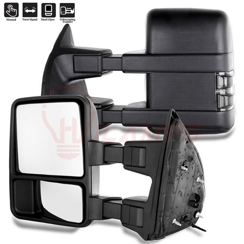 Pair Manual Smoke Signal Tow Mirrors For 03-07 Ford F250 F350-F550 Super Duty - Picture 5 of 15