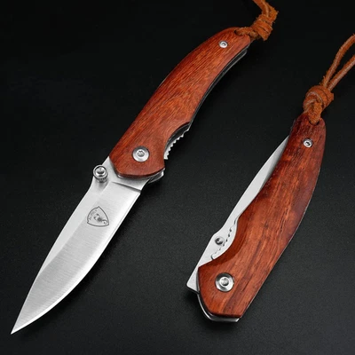 AUBEY Taschenmesser Klein, Scharfes Klappmesser Mini Messer Mit 440 Stahl Klinge, Holz