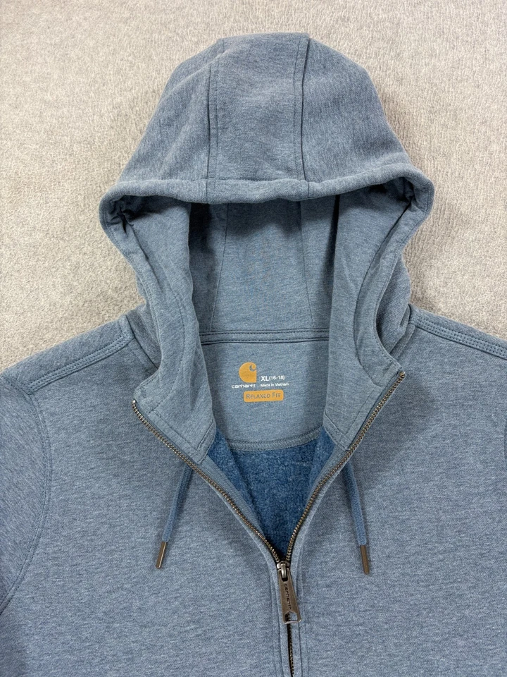 Sudadera con Capucha Carhartt Relxed Fit 1/4 Cremallera (Mujer XL) Azul Foto 3 de 4