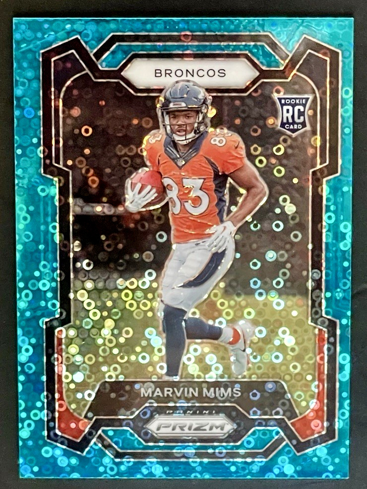 2023 Panini Prizm Marvin Mims /95 Rookie No Huddle Blue Prizm RC #327 Broncos
