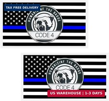 2PCS Thin Blue Line Sticker Code 4, Police Support Sticker American Flag Thin Li