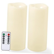 Large Outdoor Flameless Candles 10" x 4" - 4" x 10" - 2 Pack Ivory White
