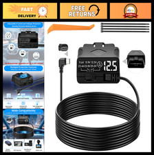 OBD2 to USB C Power Cable for Dash Cam, Hardwire Kit with LED Voltmeter, 12V-24V