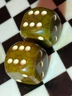 Old French marbled green bakelite backgammon dice pair *cracky 031926@