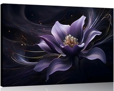1 Pcs Wall Art Purple Canvas Wall Art Purple Wall Decor Purple Flower with Bl...