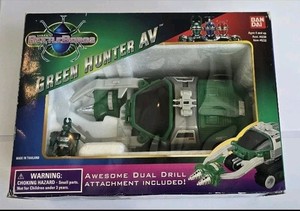 Vintage 1996 Bandai Saban Beetleborgs Green Hunter AV Vehicle Figure  with box