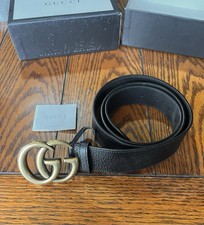 Gucci GG Double G Black Leather Belt 406831 100  40 W/Original Box  Never Worn