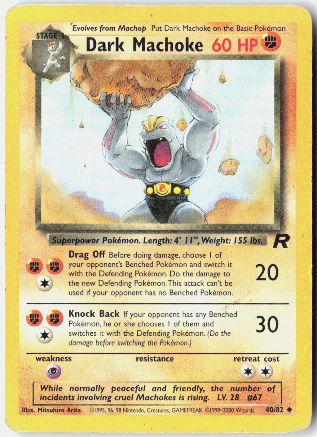 Dark Machoke Team Rocket 40/82 Pokemon Card Unlimited