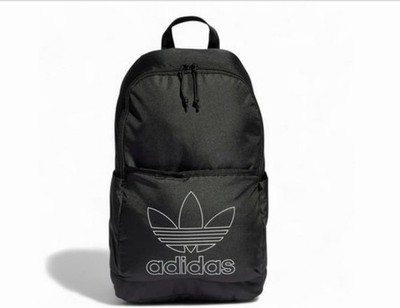 Adidas UNISEX Adicolor TRIFOIL LIGHT Backpack Black Front ZIP Pocket 17'' NEW $45