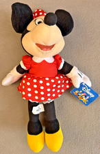 Vintage Disney Minnie Mouse Plush Stuffed Red Polka Dot Dress  Bow 90's