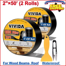 Butyl Joist Tape for Decking 2"×50', 2 Roll, Waterproof Deck Joist Butyl Sealant