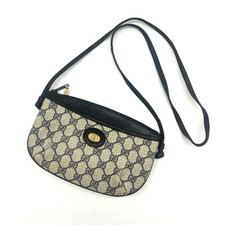GUCCI Vintage GG Supreme Canvas Pochette Crossbody Shoulder Bag Navy Authentic