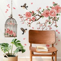 Xl Wandtattoo Wandbild Wandsticker Blumen & VogelkäFig Wasserfest FüR Wohnzimmer