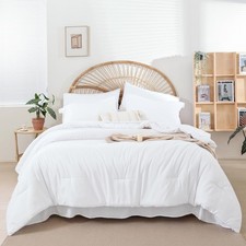 Twin Comforter Set 5 Pieces White Comforter Set for Women and Men Reversible ...