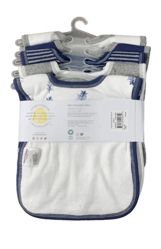 Novo Burt's Bees Baby pacote com 5 babadores de ombro de algodão orgânico - Imagem 4 de 4