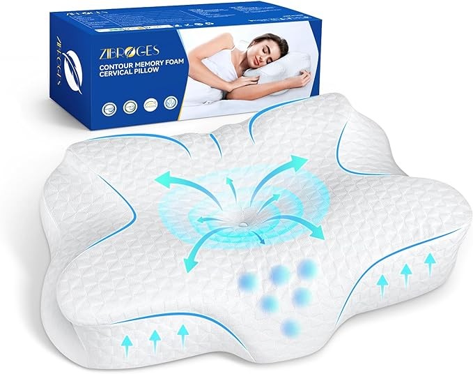 Подушка Zibroges Cervical Pillow Memory Foam для снятия боли в шее, голове и плечах - Белый