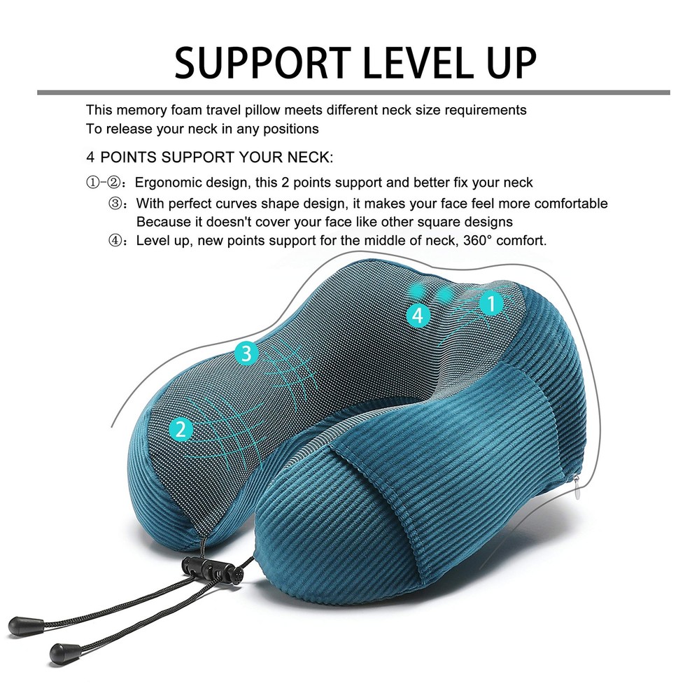 Memory Foam Travel Pillow with 360-Degree Head and Neck Support for Ultimate Comfort