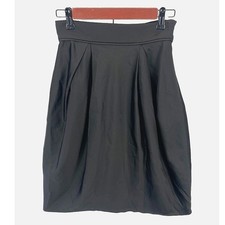 BCBG Max Azria Skirt Women s 0 Black Woven Career Office Classic Zip Flaw