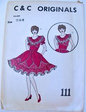 Vintage C C Originals Square Dance Dress Pattern CUT to size 16 111 Petal Skirt