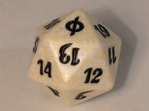 New Phyrexia White Body Black Numbers Spindown D20 | Magic: the Gathering MTG NM