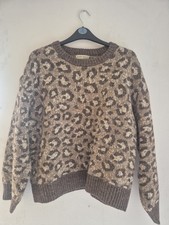 Thick Chunky Jumper Leopard Print Primark Size M Brown And Beige