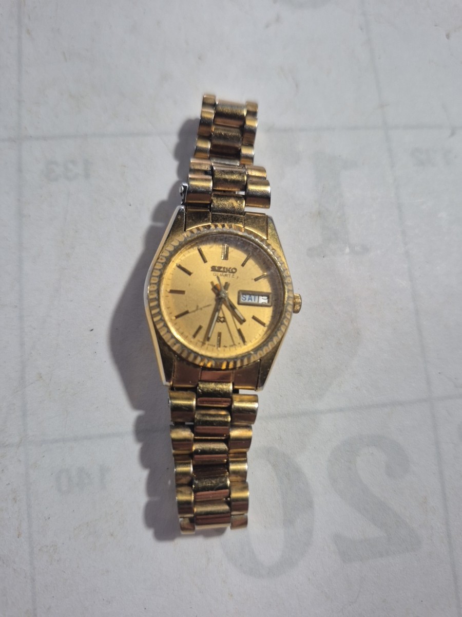 Vintage Seiko SQ Womens President Fluted Bezel Japan Day  display picture 3