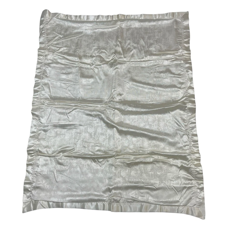 Juego de 2 mantas térmicas vintage de lana satinada para bebé marfil Foto 4 de 4