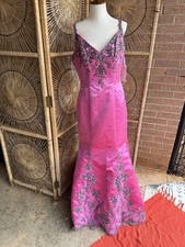 Pink Beaded Prom Tiffany Designs Ruffle Bottom Mermaid Intricate Gown 12 New