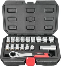 17pcs Pass Through Socket Set Universal Ratchet Socket Wrench Mechanics Tool Set