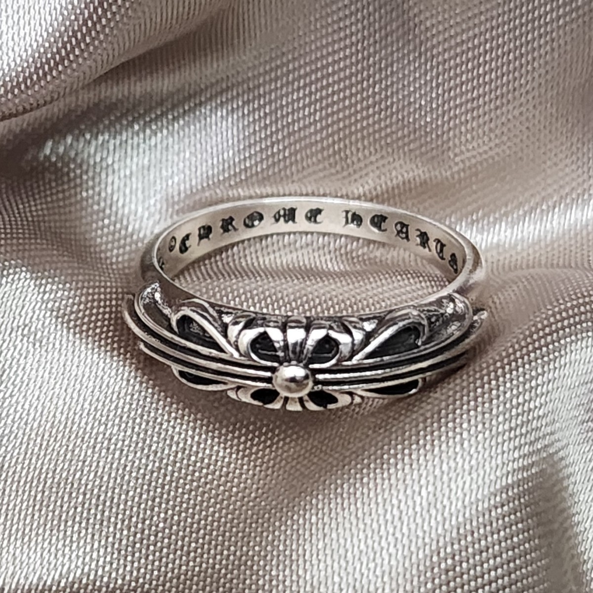 Chrome Hearts Baby Classic Floral Cross Ring 2003 Indie Sleaze 925