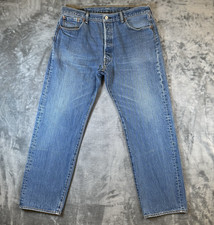 Levis 501 Jeans Mens 38x32 36x27 Blue Denim Straight Button Fly Medium Wash