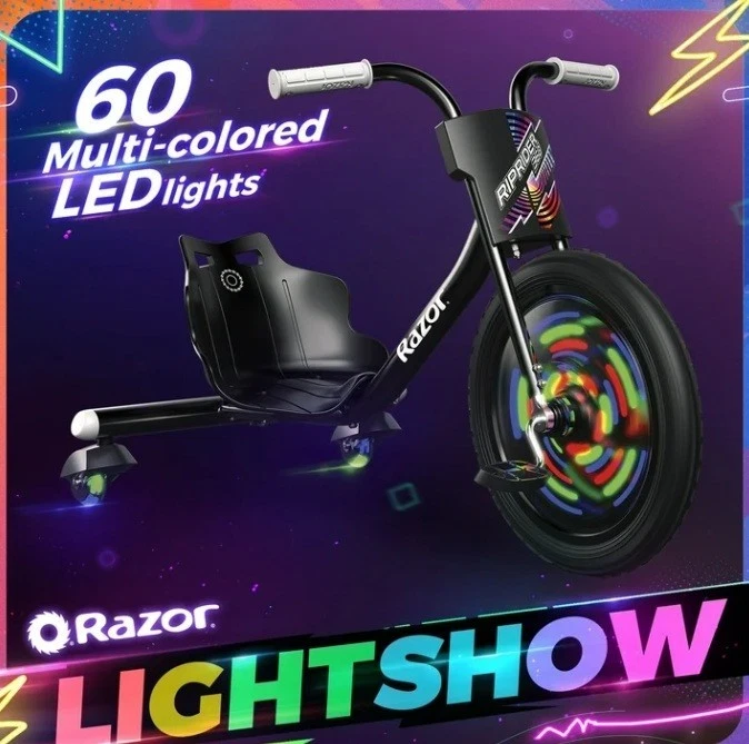 Razor RipRider 360 Lightshow - Triciclo a la deriva con luces de colores, niños de 3 ruedas Foto 2 de 4