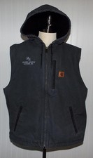 Men's Carhartt Knoxville Slate Duck Canvas Fleece Lined Vest 2XL 101687 029 Hood