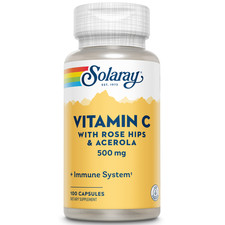 Solaray C w/ Rose Hips  Acerola, Capsule Btl-Plastic 500mg  100ct