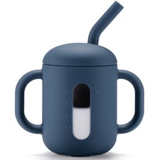 Silicone Training Cup with Straw Handles  Baby Sippy Cup  Water Drinking C...