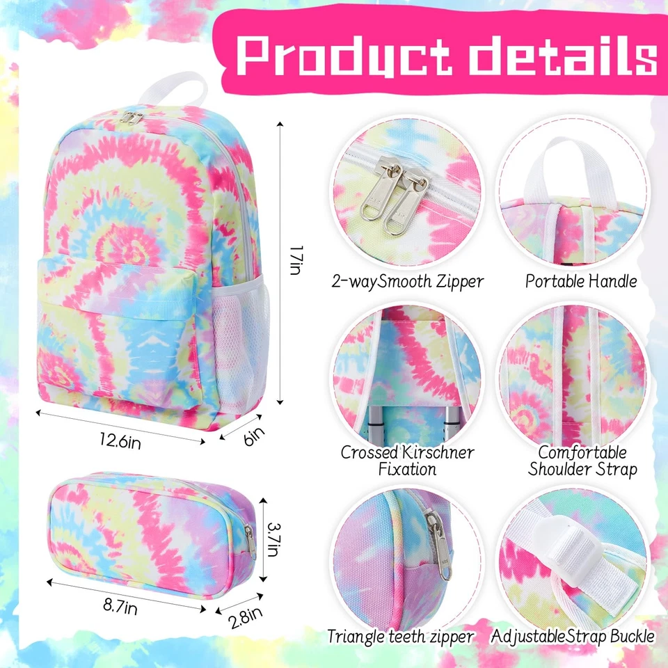 Juego de 6 piezas de equipaje 17 pulgadas equipaje rodante doble patrón maleta para niñas B... Foto 4 de 4