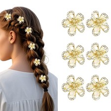 6 Pcs Small Flower Hair Claw Clips for Women Girls Cute Rhinestone Crystal Mi...