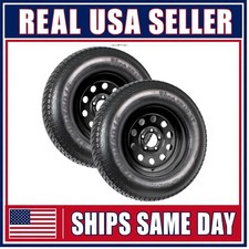 2-pack Trailer Tire Rim St20575d15 15 Inch Lrc 5 Lug On 4.5 Black Modular Wheel
