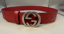 Cintura Gucci Interlocking G in pelle rossa taglia 95/38 autentica